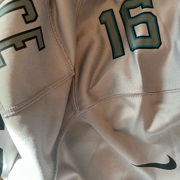 NFL JAGUARS Gray and Blue Jersey with V-Neck and Shoulder Accents - Picture 10 of 10